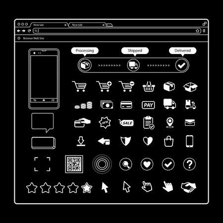 Set of Vector E-Commerce Icons Shopping and Onlineのイラスト素材