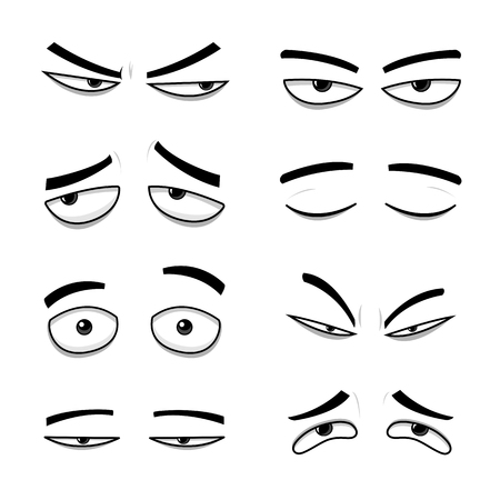 Set of cartoon vector eyes over white background - vector illustrationのイラスト素材