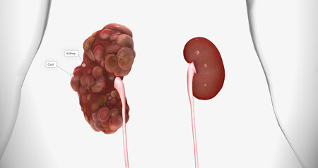 Polycystic kidney disease (PKD) is an inherited disorder of the kidneys. 3D renderingの写真素材