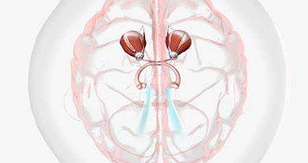Normal Visual Pathway with Eye Movement 3D renderingの写真素材