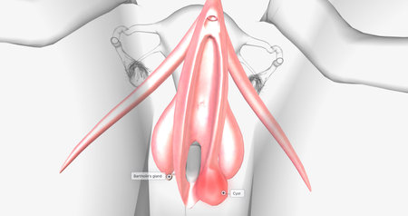 A Bartholins cyst occurs when a woman's Bartholin glands the glands responsible for lubricating the vagina fill with fluid. 3D renderingの写真素材