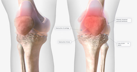 Rheumatoid arthritis (RA) is a chronic, autoimmune, inflammatory condition. 3D renderingの写真素材
