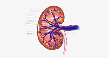 The Kidney Coronal Cross Section 3D renderingの写真素材