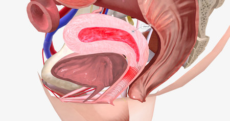 Menstruation is a normal, monthly process to shed the inner lining of the uterus. 3D renderingの写真素材