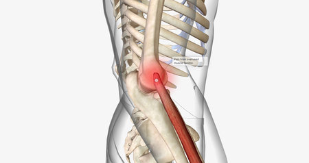 Tennis elbow, also called epicondylitis, is a painful condition caused by repetitive movement of the elbow. 3D renderingの写真素材