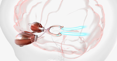 Normal Visual Pathway with Eye Movement 3D renderingの写真素材