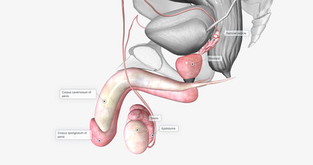 Many parts of the male reproductive system are located near the bladder and are directly related to the urinary system. 3D renderingの写真素材