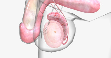 Testicular tumors are the most common type of solid cancerous tumors in men between the ages of 15 and 35. 3D renderingの写真素材