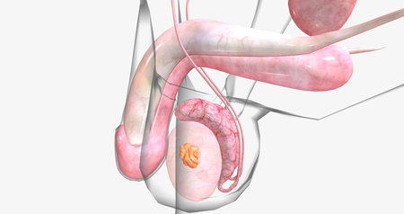 Stage I testicular cancer is spread by a tumor that has not to the lymph nodes or other organs. 3D renderingの写真素材