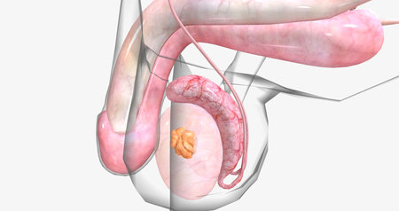 Stage I testicular cancer is spread by a tumor that has not to the lymph nodes or other organs.の写真素材