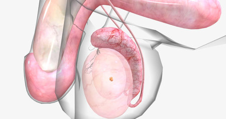 Testicular tumors are the most common type of solid cancerous tumors in men between the ages of 15 and 35. 3D renderingの写真素材