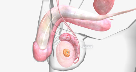 Stage I testicular cancer is spread by a tumor that has not to the lymph nodes or other organs. 3D renderingの写真素材