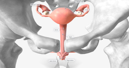 The Uterus, Ovaries and Vagina 3D renderingの写真素材