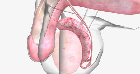 Testicular tumors are the most common type of solid cancerous tumors in men between the ages of 15 and 35. 3D renderingの写真素材