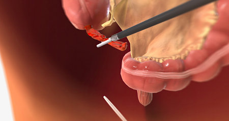 Removal of the Appendix from the Body 3D renderingの写真素材
