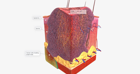 Basal Cell Carcinoma in Tissue, Stage III 3D renderingの写真素材