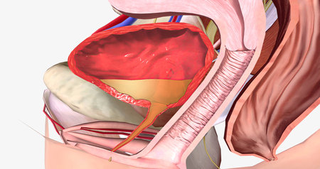 Urethral hypermobility is a condition in which the urethra doesn't have enough support from its surrounding structures. 3D renderingの写真素材