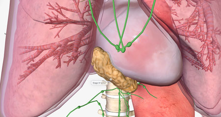 In stage III esophageal cancer, the tumor has spread through the layers of the esophageal wall. 3D renderingの写真素材