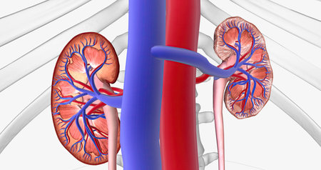 The kidneys filter waste out of the blood for the entire body. 3D renderingの写真素材
