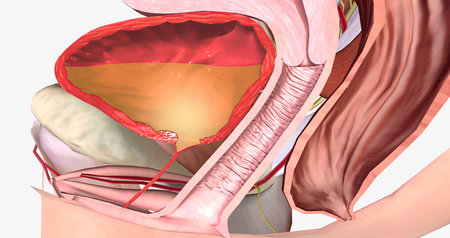 Healthy urethra is closed tightly and prevents urine leakage 3D renderingの写真素材