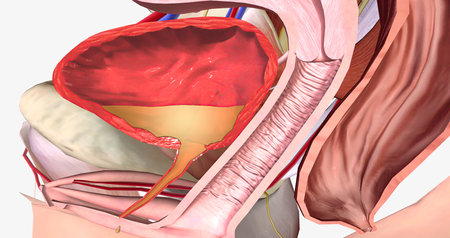 Urethral hypermobility is a condition in which the urethra doesn't have enough support from its surrounding structures. 3D renderingの写真素材