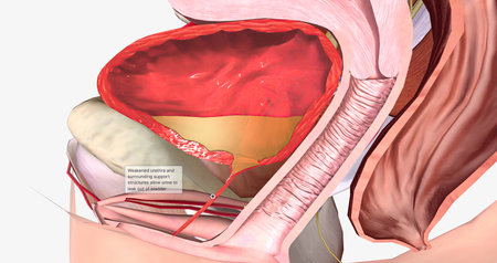 Urethral hypermobility is a condition in which the urethra doesn't have enough support from its surrounding structures. 3D renderingの写真素材