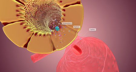 The Nephron function or Reabsorption 3D renderingの写真素材