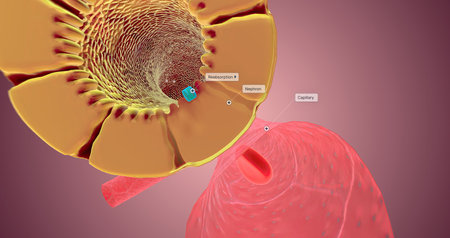 The Nephron function or Reabsorption 3D renderingの写真素材