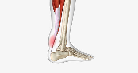 An ankle strain occurs when the muscles or tendons around the ankle are stretched too far. 3D renderingの写真素材