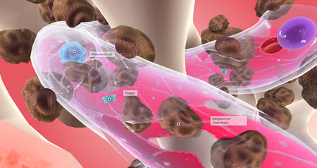 At the cellular level, stem cells in the blood cannot fully transform into mature blood cells. 3D renderingの写真素材