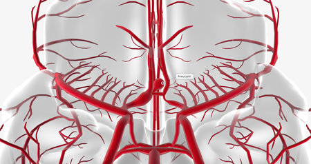 An aneurysm is the ballooning expansion of a blood vessel due to weakened structure or damage to the vessel wall. 3D renderingの写真素材