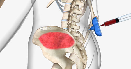 Bone marrow aspiration is a procedure in which a liquid bone marrow sample is collected and tested. 3D renderingの写真素材