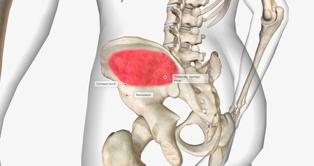 Trabecular or spongy bone is found in the center of the bone. 3D renderingの写真素材