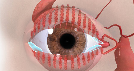 Blepharitis is a chronic inflammation of the eyelids characterized by redness, watering.3D renderingの写真素材