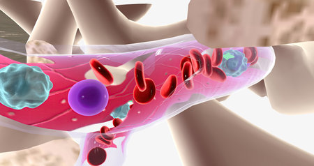 The major function of bone marrow is to produce blood cells. 3D renderingの写真素材