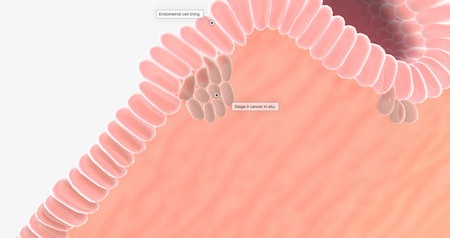 Endometrial cancer is a type of cancer that arises from abnormal cells in the endometrial layer 3D renderingの写真素材
