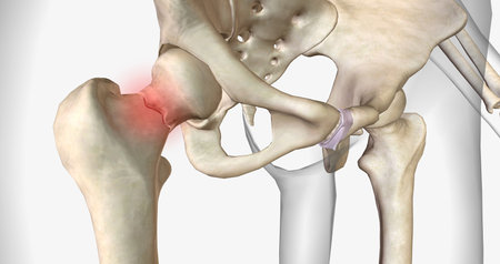 A femoral neck fracture is a type of hip fracture that occurs in the section of the femur closest to the pelvis.3D renderingの写真素材