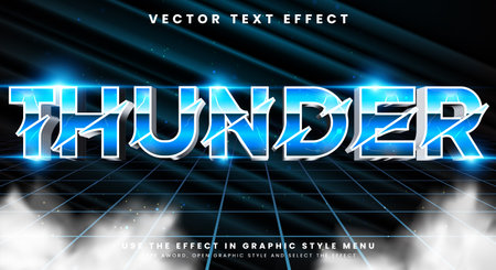 Thunder editable text effect Template with electric Blue text style themeのイラスト素材