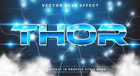 Thor editable text effect Template suitable for electric Thunder text style themeのイラスト素材