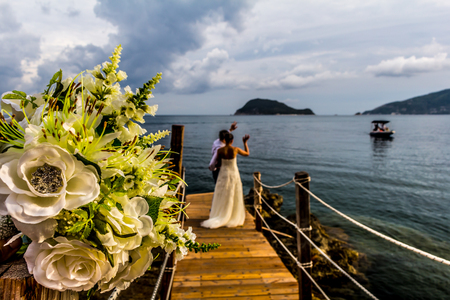 Wedding Scene in Zante Greeceの写真素材