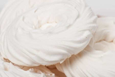 Meringue. Sweet Dessert Made From Whipped Egg Whites And Sugar. French Cuisine.