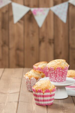 Coconut Muffins. Pennant Flags Holiday Decorationsの写真素材