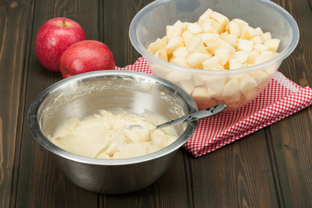 Cooking Process Of Traditional Homemade German Apple Pieの写真素材