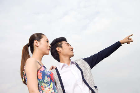 A young couple in the park for an outingの写真素材