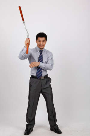 A business man with a double stickの写真素材