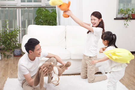 Family having fun togetherの写真素材