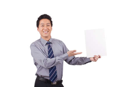 Asian Businessman Holding a Blank Sign