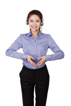 Businesswoman with headsetの写真素材