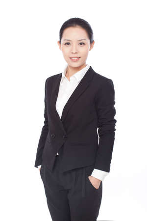 Portrait of a businesswoman standing in a suitの写真素材