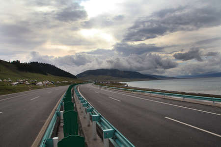 Xinjiang highway, china.の写真素材